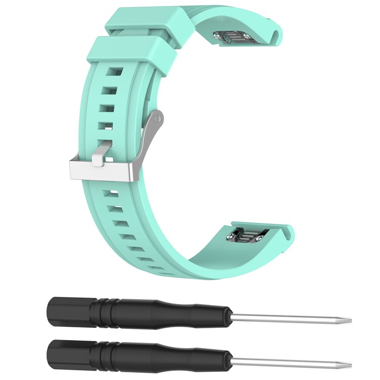 Soft Silicone 26mm QuickFit Watch Strap Replacement for Garmin Fenix 5X / Fenix 3 HR / Quatix 3 / D2 - Cyan-2