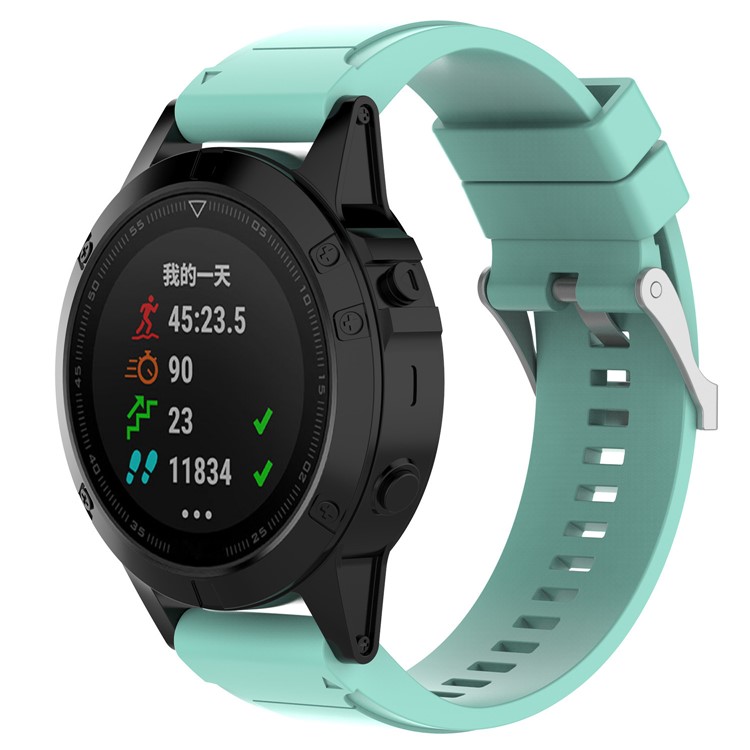 Soft Silicone 26mm QuickFit Watch Strap Replacement for Garmin Fenix 5X / Fenix 3 HR / Quatix 3 / D2 - Cyan-3