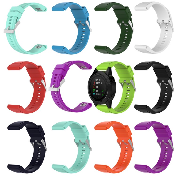 Soft Silicone 26mm QuickFit Watch Strap Replacement for Garmin Fenix 5X / Fenix 3 HR / Quatix 3 / D2 - Cyan-6