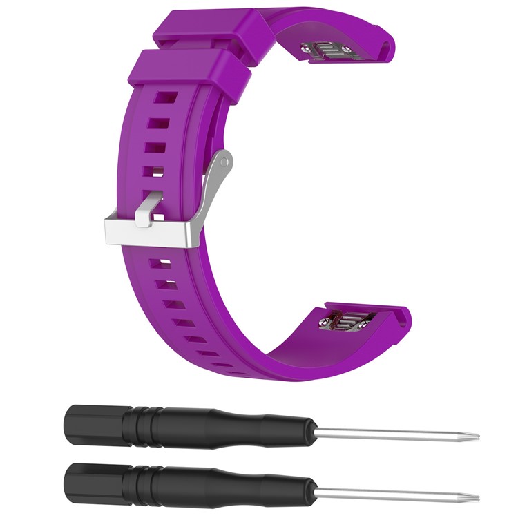 26mm QuickFit Silicone Soft Watch Strap for Garmin Fenix 5X / Fenix 3 HR / Quatix 3 / D2 - Purple-5