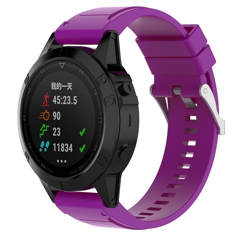 26mm QuickFit Silicone Soft Watch Strap for Garmin Fenix 5X / Fenix 3 HR / Quatix 3 / D2 - Purple-7