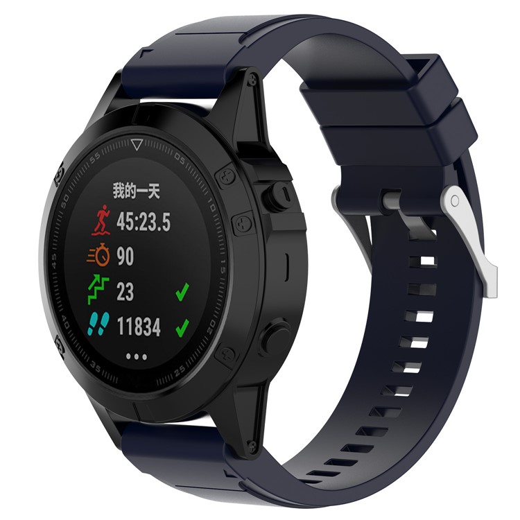 26mm QuickFit Silicone Soft Watch Band for Garmin Fenix 5X / Fenix 3 HR / Quatix 3 / D2 - Dark Blue-2