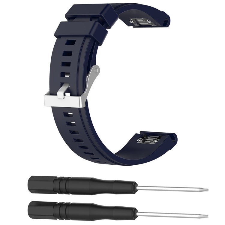 26mm QuickFit Silicone Soft Watch Band for Garmin Fenix 5X / Fenix 3 HR / Quatix 3 / D2 - Dark Blue-4