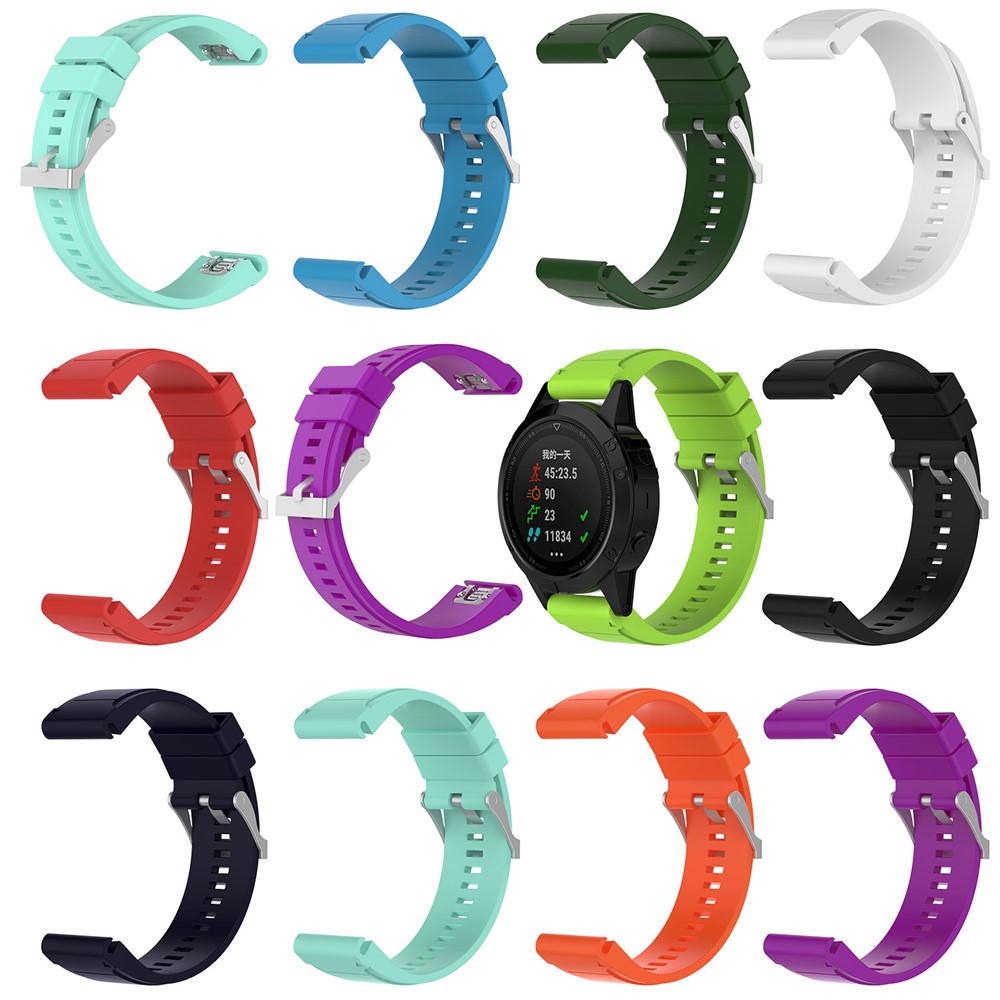 26mm QuickFit Silicone Soft Watch Strap Replacement for Garmin Fenix 5X / Fenix 3 HR / Quatix 3 / D2 - Green-11