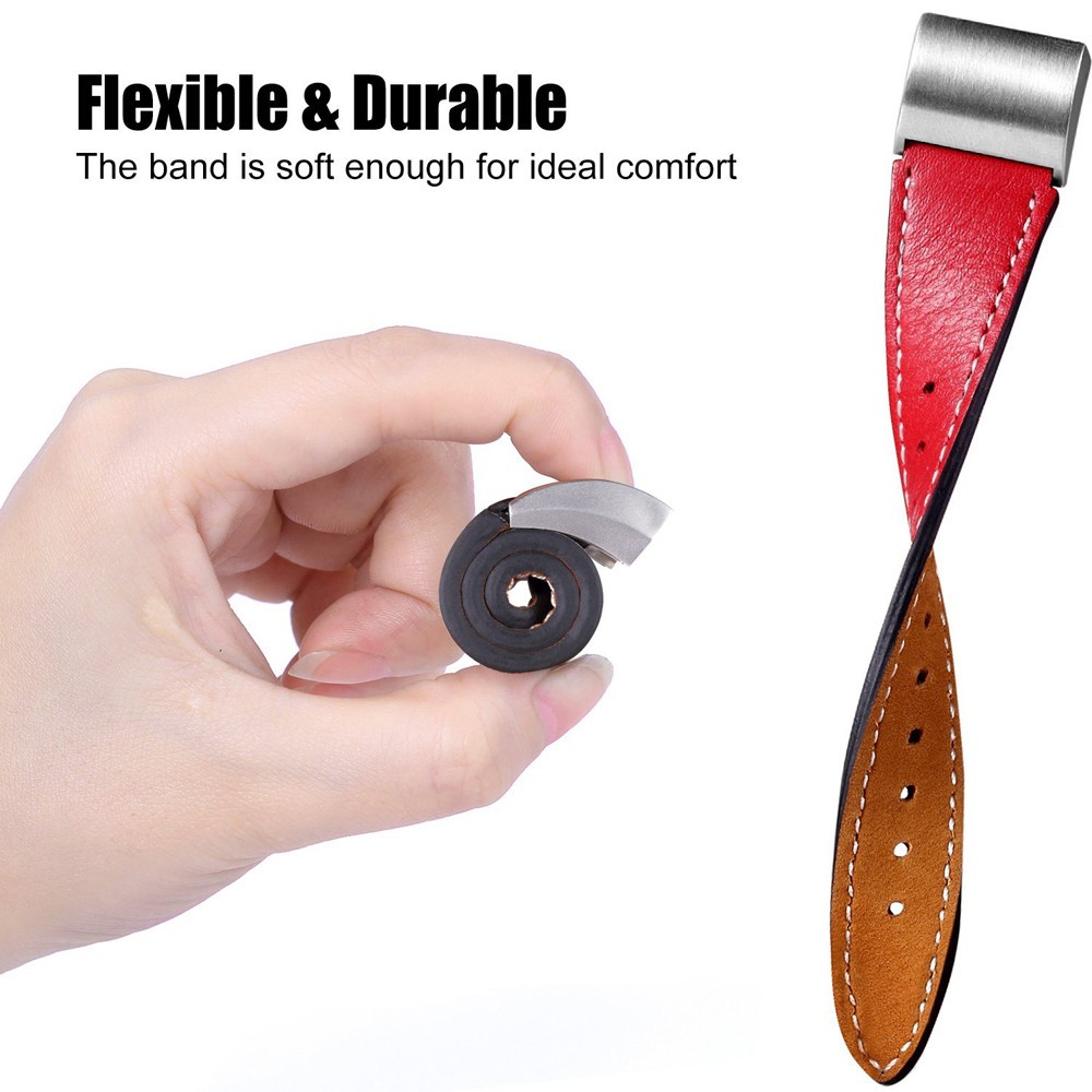 For Fitbit Charge 2 Elegant Fashion Genuine Leather Watch Band Replacement - Red-4
