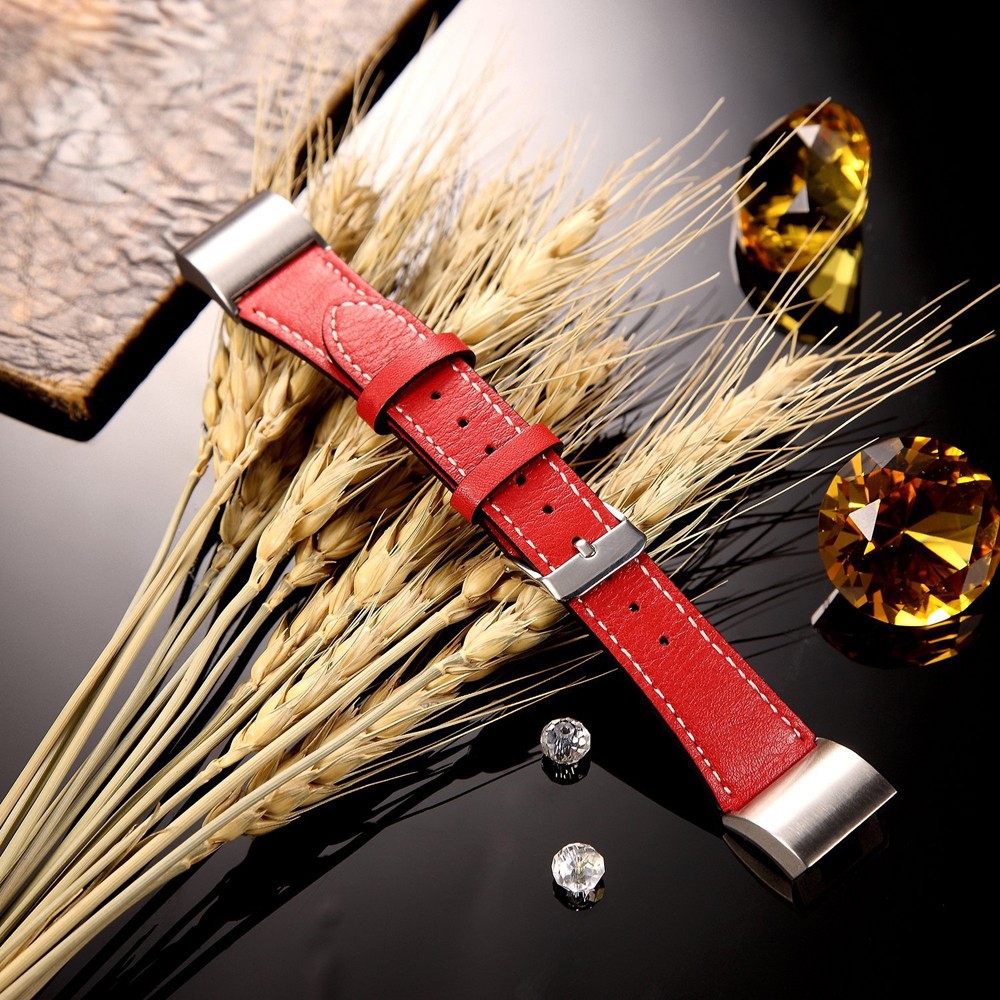 For Fitbit Charge 2 Elegant Fashion Genuine Leather Watch Band Replacement - Red-6