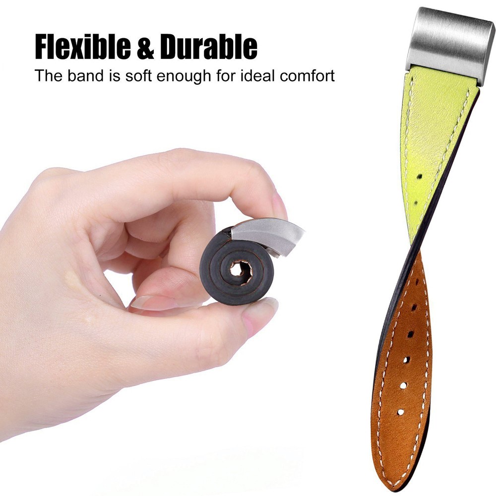 Genuine Leather Elegant Watch Band Replacement for Fitbit Charge 2 - Yellow-4