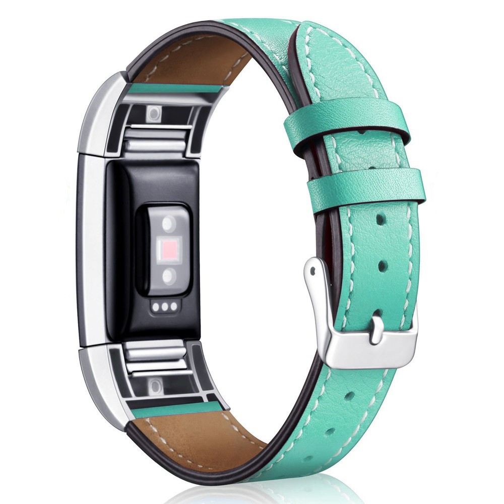 Chic Genuine Leather Watch Strap Watch Band Replacement for Fitbit Charge 2 - Green-1