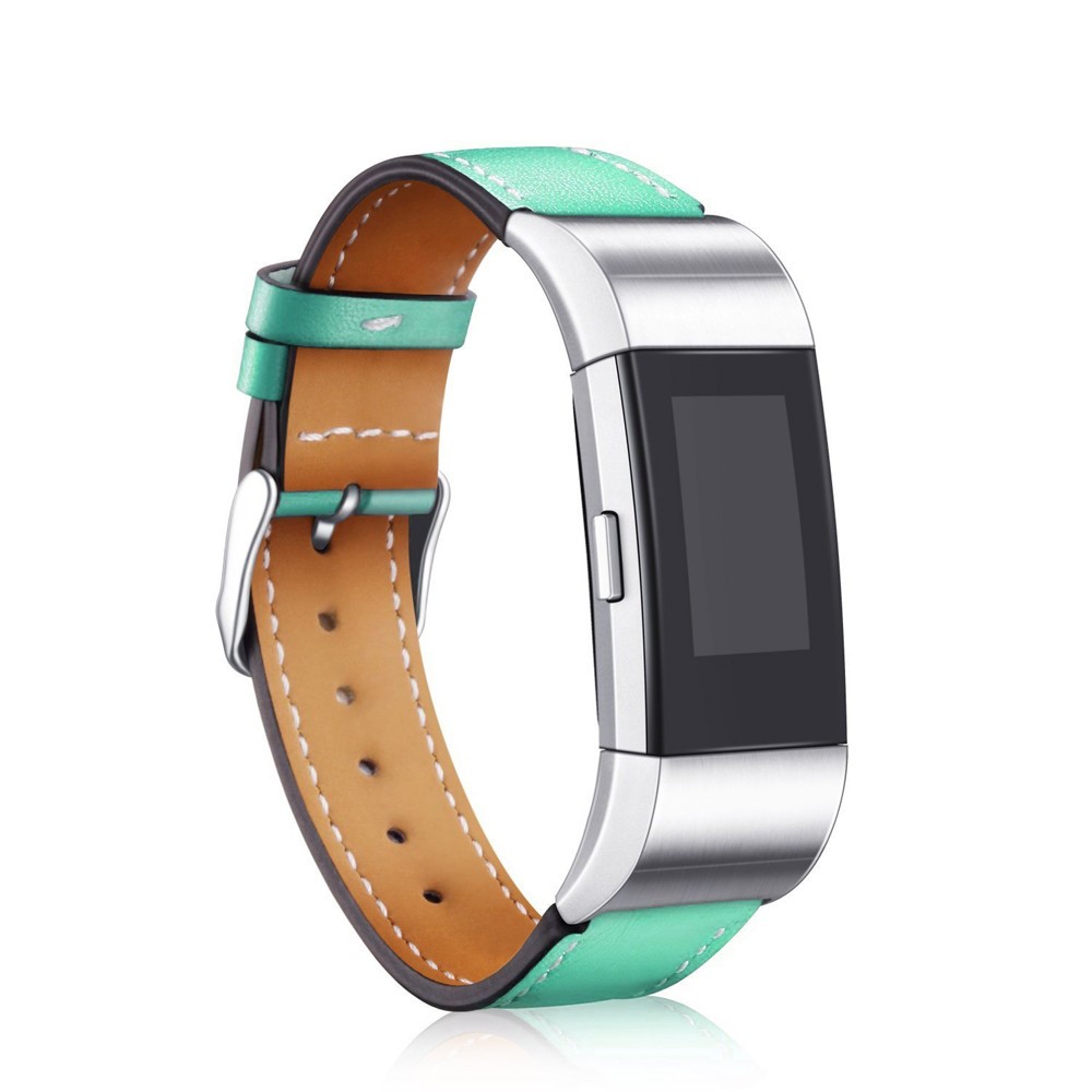 Chic Genuine Leather Watch Strap Watch Band Replacement for Fitbit Charge 2 - Green-2