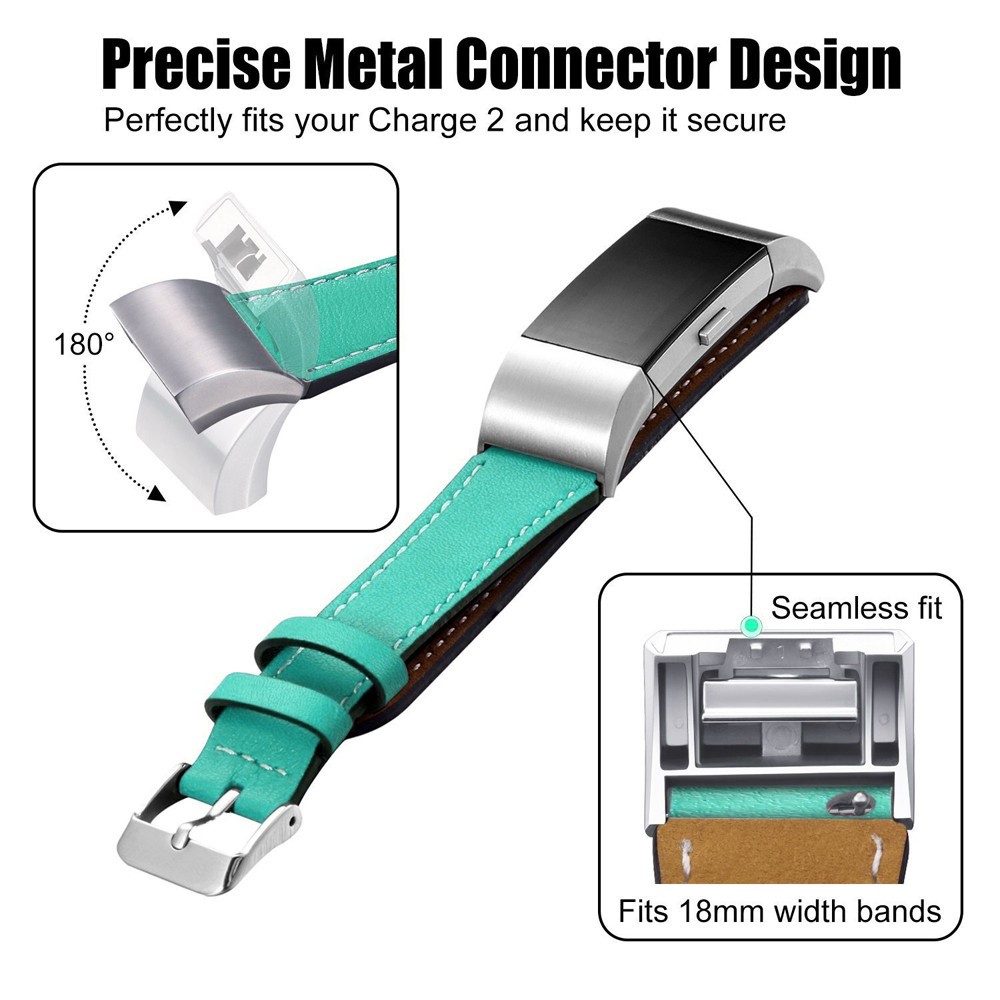 Chic Genuine Leather Watch Strap Watch Band Replacement for Fitbit Charge 2 - Green-4