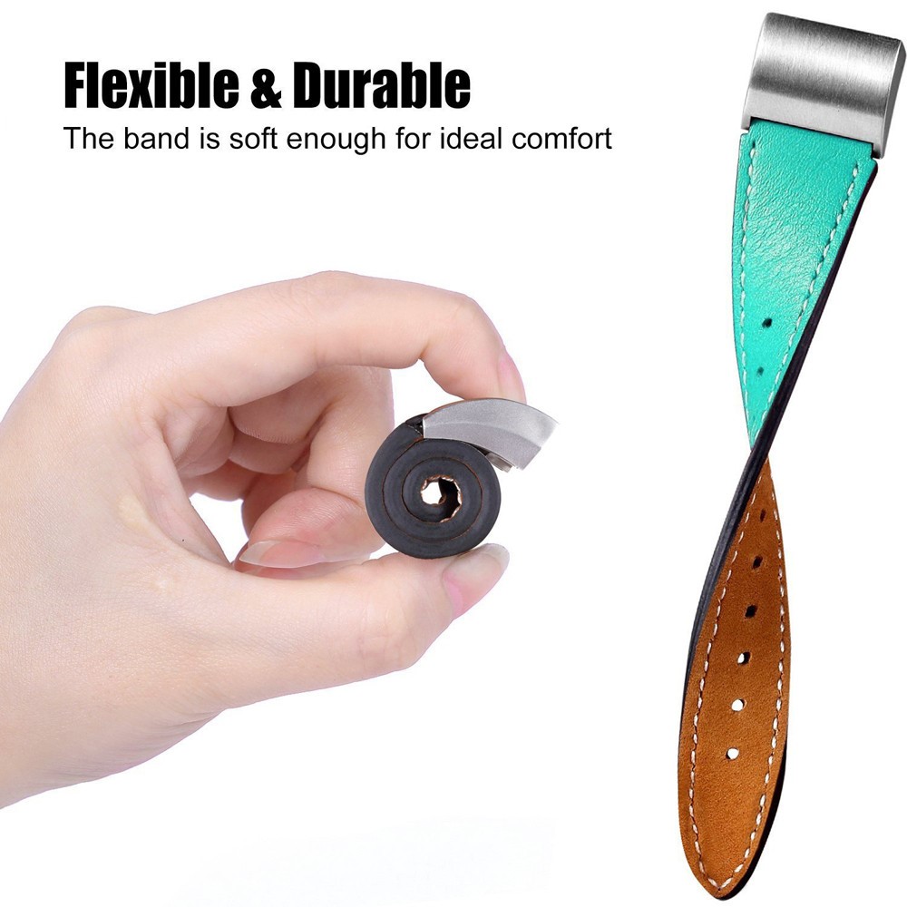 Chic Genuine Leather Watch Strap Watch Band Replacement for Fitbit Charge 2 - Green-5