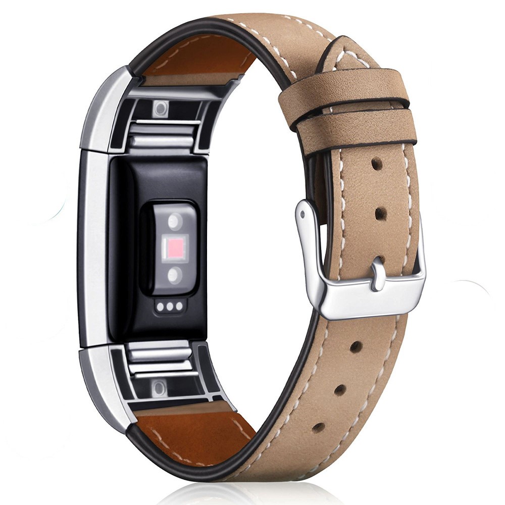 Genuine Leather Elegant Watch Strap Watch Band Replacement for Fitbit Charge 2 - Coffee-1