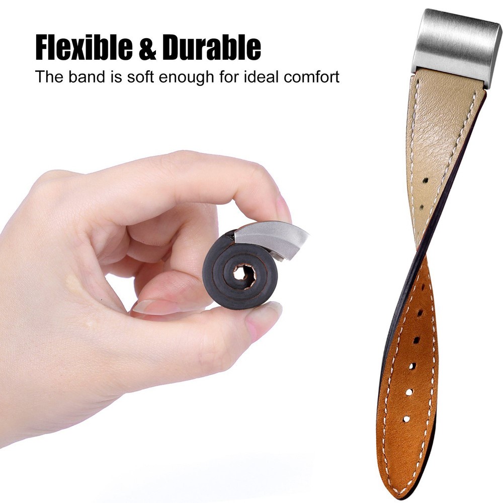 Genuine Leather Elegant Watch Strap Watch Band Replacement for Fitbit Charge 2 - Coffee-4