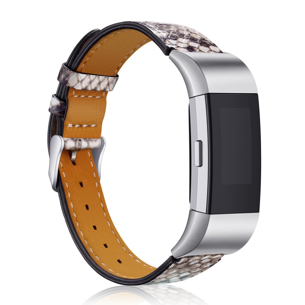 Genuine Leather Snakeskin Pattern Watch Band Watch Strap Replacement for Fitbit Charge 2 - Mixture-2