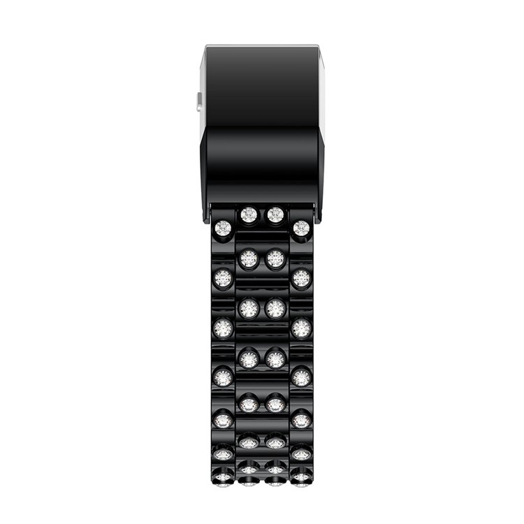 Luxury Diamond Shapes Alloy Watch Strap Replacement for Fitbit Charge 2 - Black + White-4