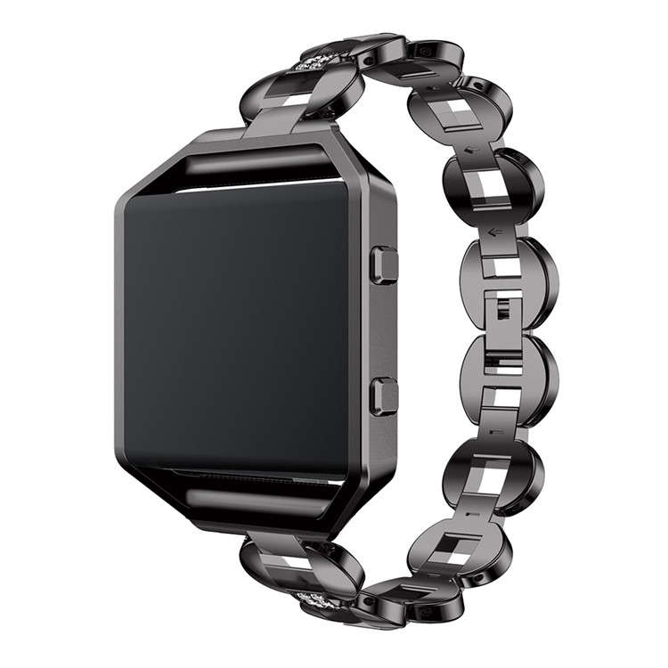 Diamond Shape Inlaid Stainless Steel Link Chain Wrist Watch Band (without Frame) for Fitbit Blaze - Black-4