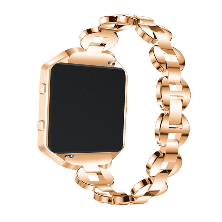Diamond Shape Decor Stainless Steel Link Chain Watch Strap Replacement (without Frame) for Fitbit Blaze - Gold Color-2