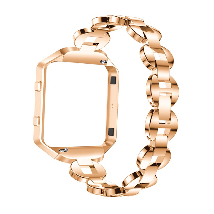 Diamond Shape Decor Stainless Steel Link Chain Watch Strap Replacement (without Frame) for Fitbit Blaze - Gold Color-3