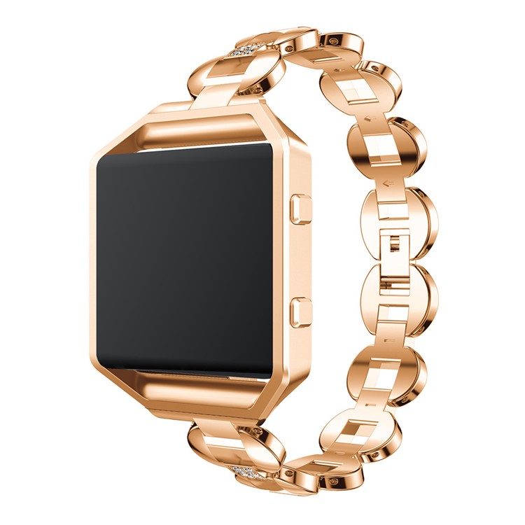 Diamond Shape Decor Stainless Steel Link Chain Watch Strap Replacement (without Frame) for Fitbit Blaze - Gold Color-4