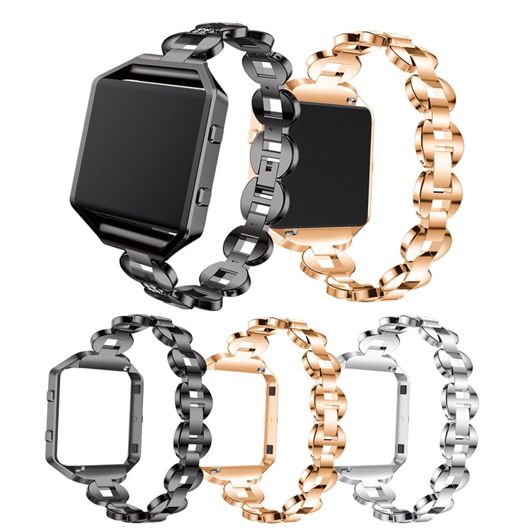 Diamond Shape Decor Stainless Steel Link Chain Watch Strap Replacement (without Frame) for Fitbit Blaze - Gold Color-5