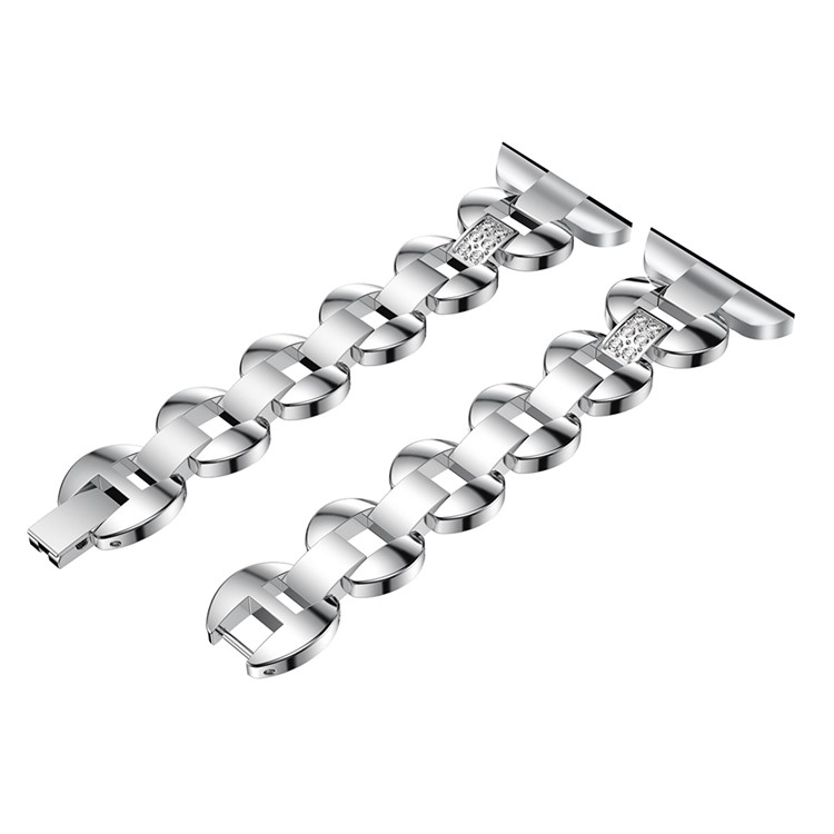 Diamond Shape Inlaid Stainless Steel Link Chain Wrist Watch Strap (without Frame) for Fitbit Blaze - Silver Color-1