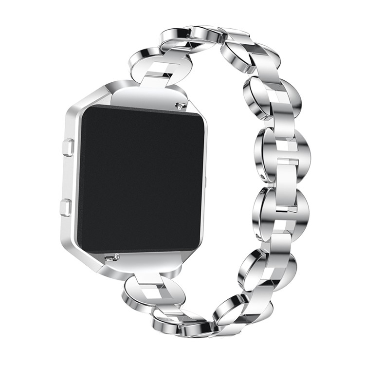 Diamond Shape Inlaid Stainless Steel Link Chain Wrist Watch Strap (without Frame) for Fitbit Blaze - Silver Color-2