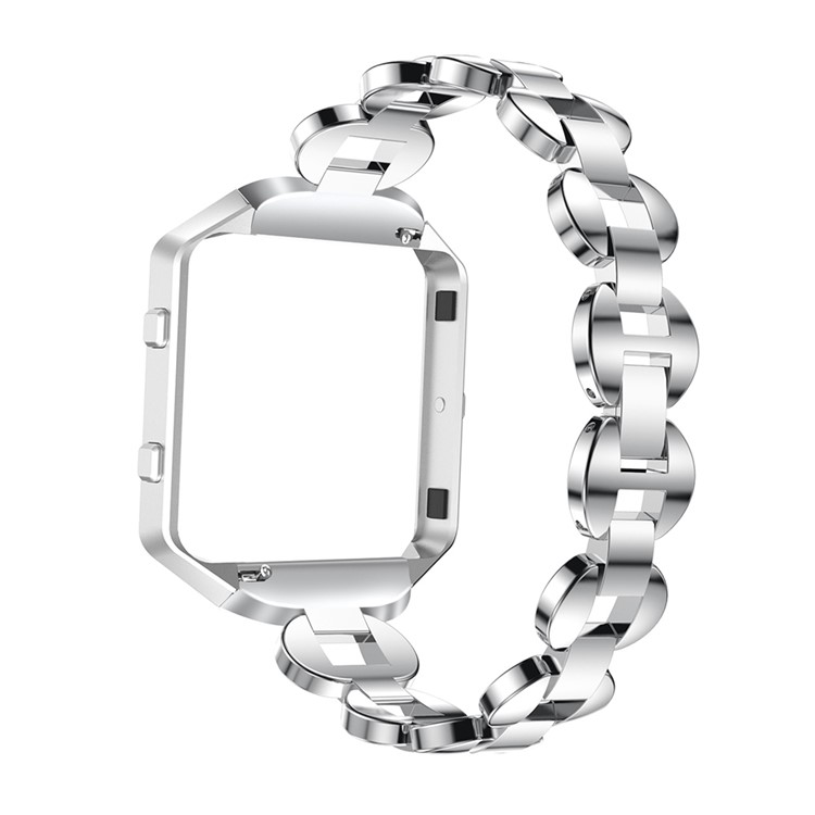 Diamond Shape Inlaid Stainless Steel Link Chain Wrist Watch Strap (without Frame) for Fitbit Blaze - Silver Color-3