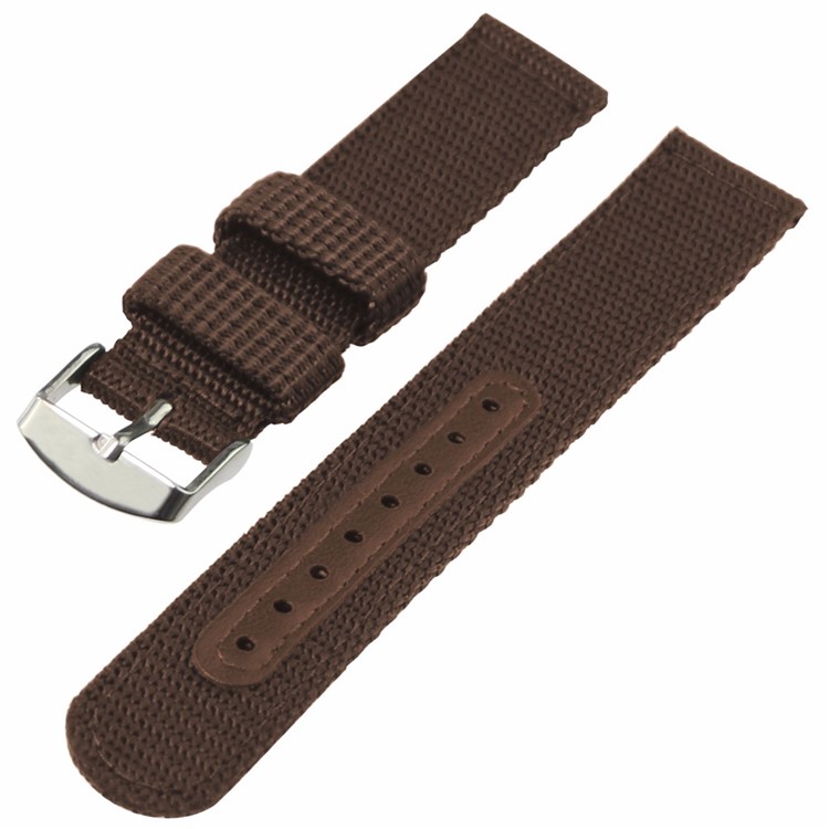 

Wear Comfort Nylon Adjustable Fabric Sport Watchband Strap 24mm - Brown