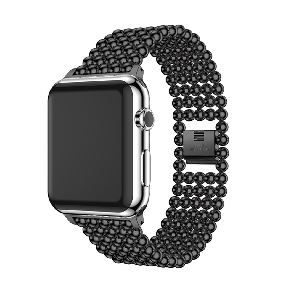 Solid Zinc Alloy Beads Link Chain Watch Band for Apple Watch Series 4 40mm / Series 3 2 1 38mm - Black-2