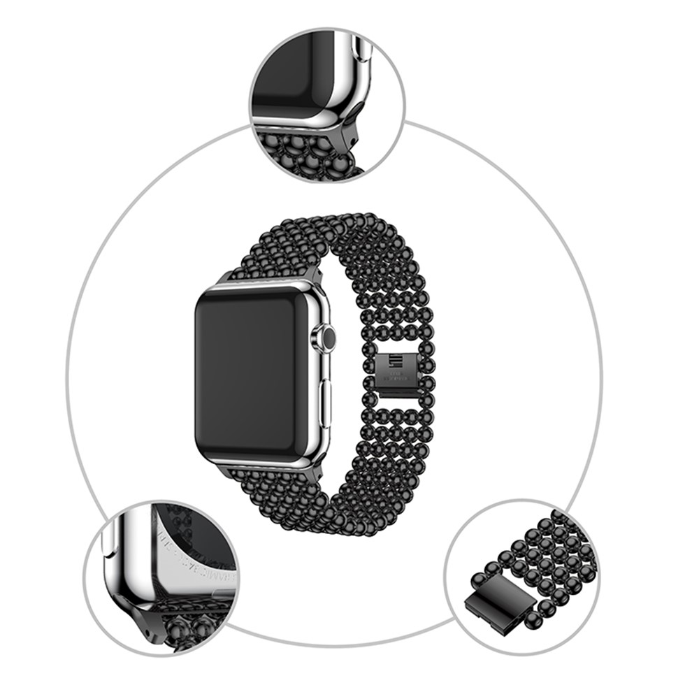 Solid Zinc Alloy Beads Link Chain Watch Band for Apple Watch Series 4 40mm / Series 3 2 1 38mm - Black-6