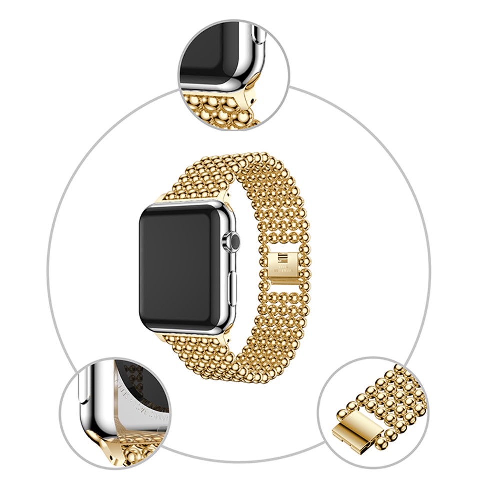 Solid Zinc Alloy Beads Link Chain Wrist Watch Band for Apple Watch Series 4 40mm / Series 3 2 1 38mm - Gold Color-6