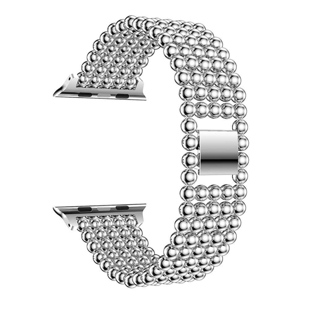 Solid Zinc Alloy Beads Link Chain Watch Strap Replacement for Apple Watch Series 2 Series 1 38mm - Silver Color-1