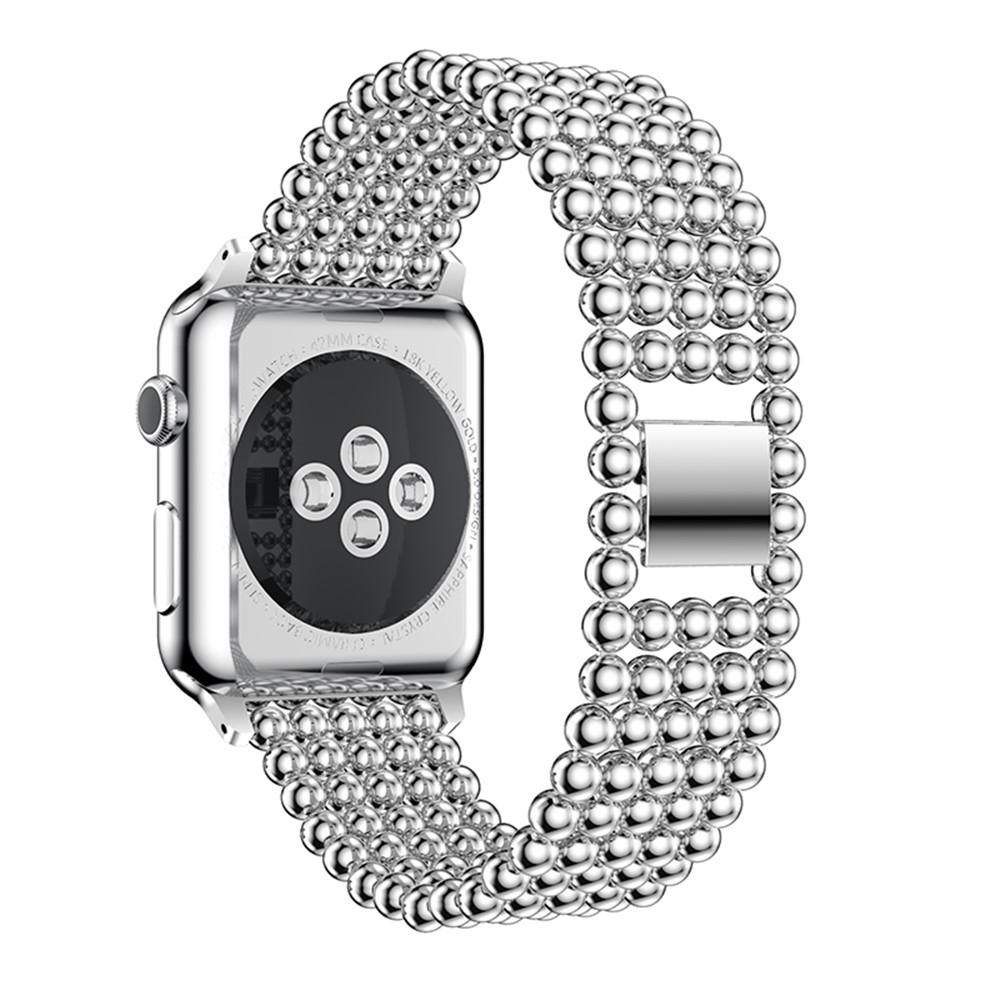 Solid Zinc Alloy Beads Link Chain Watch Strap Replacement for Apple Watch Series 2 Series 1 38mm - Silver Color-3