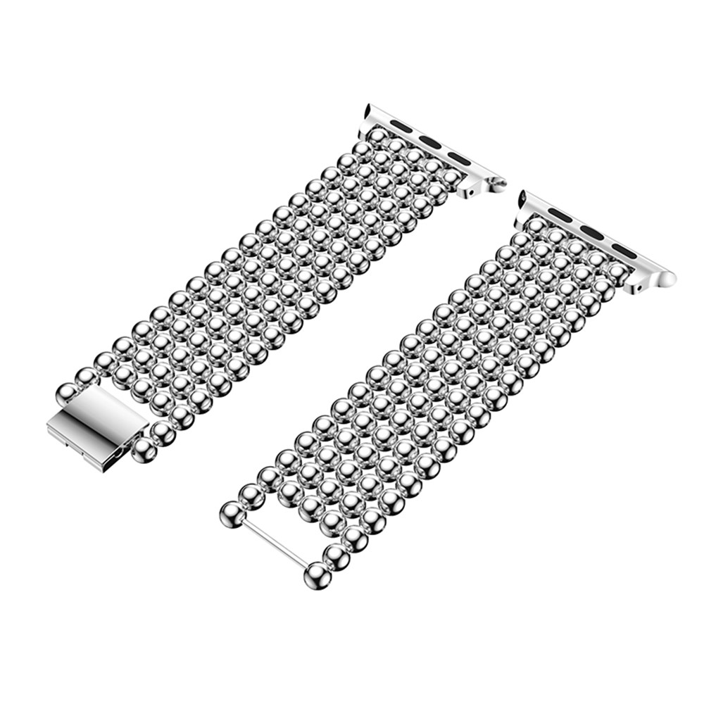 Solid Zinc Alloy Beads Link Chain Watch Strap Replacement for Apple Watch Series 2 Series 1 38mm - Silver Color-4