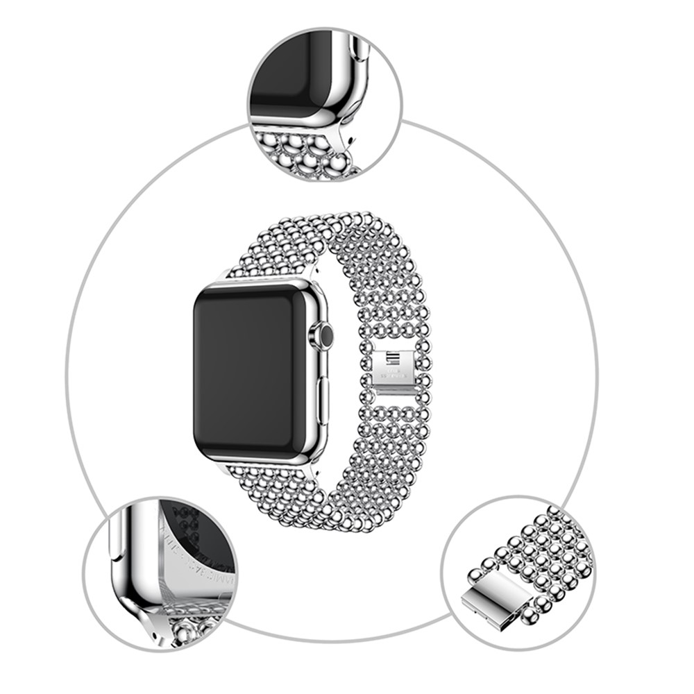 Solid Zinc Alloy Beads Link Chain Watch Strap Replacement for Apple Watch Series 2 Series 1 38mm - Silver Color-8
