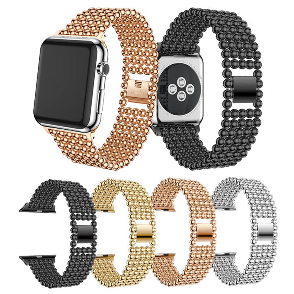Solid Zinc Alloy Beads Link Chain Watch Strap Replacement for Apple Watch Series 2 Series 1 38mm - Silver Color-9