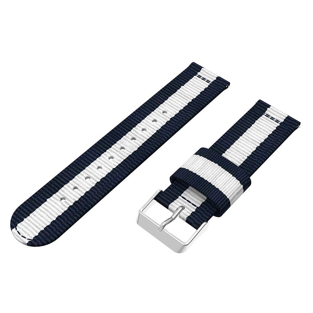 Bande de Montre de Remplacement Réglable en Nylon Tissée de 22 mm Pour la Frontière Samsung Gear S3 / Classique - Bleu Foncé / Blanche