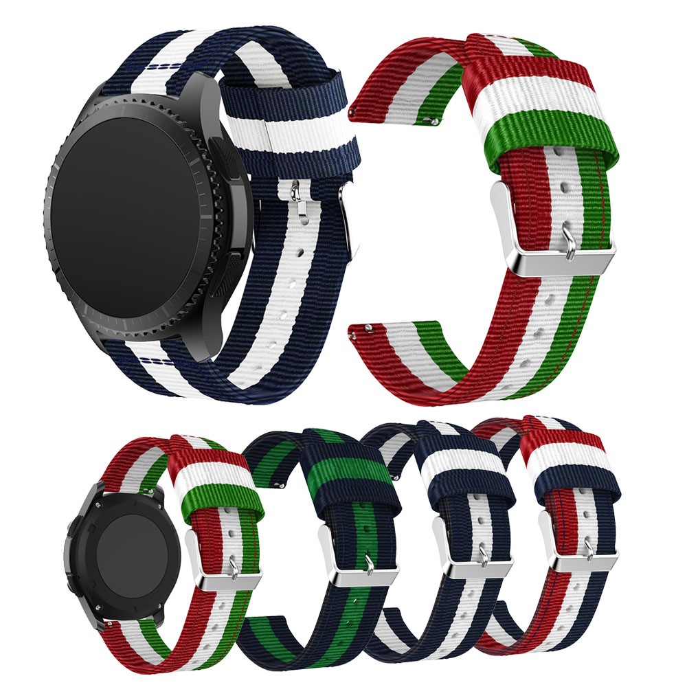 Woven Nylon Adjustable Watch Band Replacement for Samsung Gear S3 Frontier / Classic - Dark Blue / Green-7