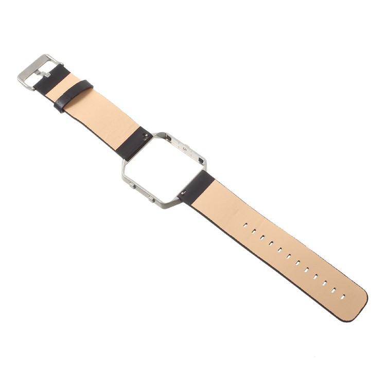 PU Leather Watch Strap Replacement with Metal Frame for Fitbit Blaze - Black-6