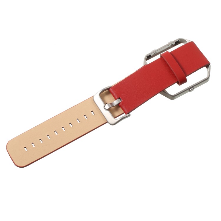 PU Leather Watch Band Replacement with Metal Frame for Fitbit Blaze - Red-3