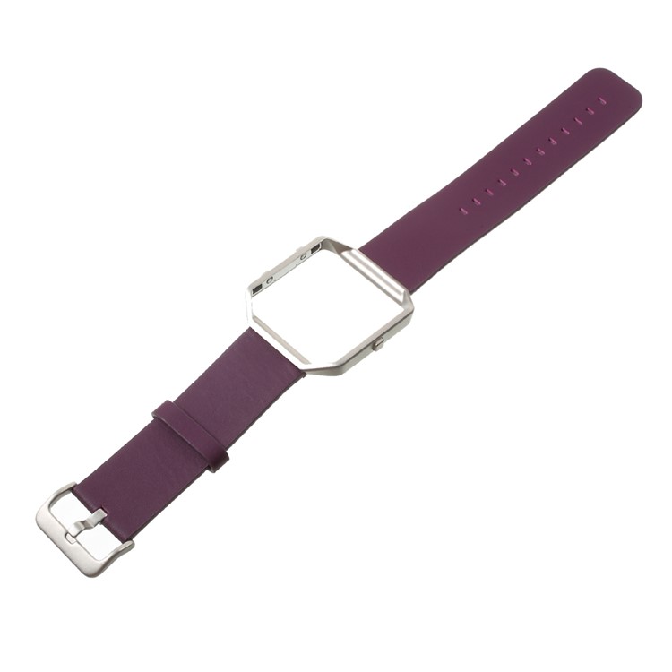 PU Leather Watch Band with Metal Frame Housing for Fitbit Blaze - Purple-2