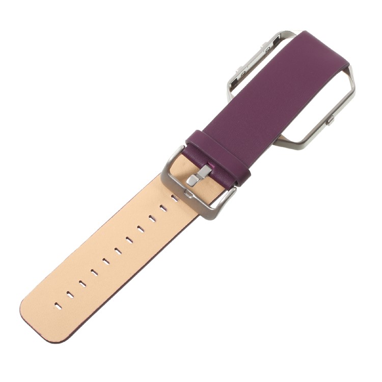 PU Leather Watch Band with Metal Frame Housing for Fitbit Blaze - Purple-3
