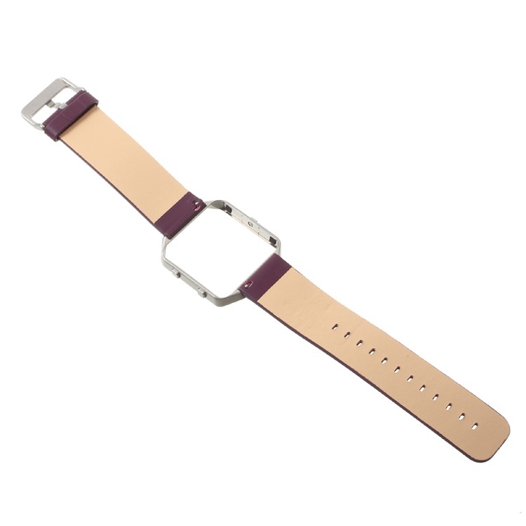 PU Leather Watch Band with Metal Frame Housing for Fitbit Blaze - Purple-4
