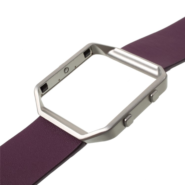 PU Leather Watch Band with Metal Frame Housing for Fitbit Blaze - Purple-6