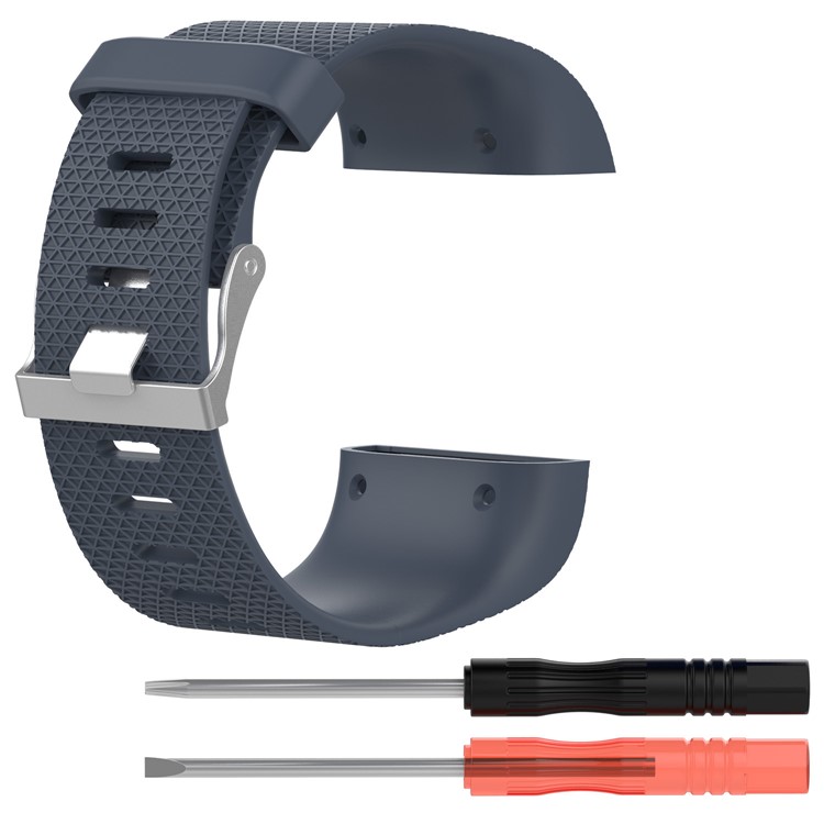 Soft TPE Watch Band Replacement with Installation Tools for Fitbit Surge - Grey, Size: L-1
