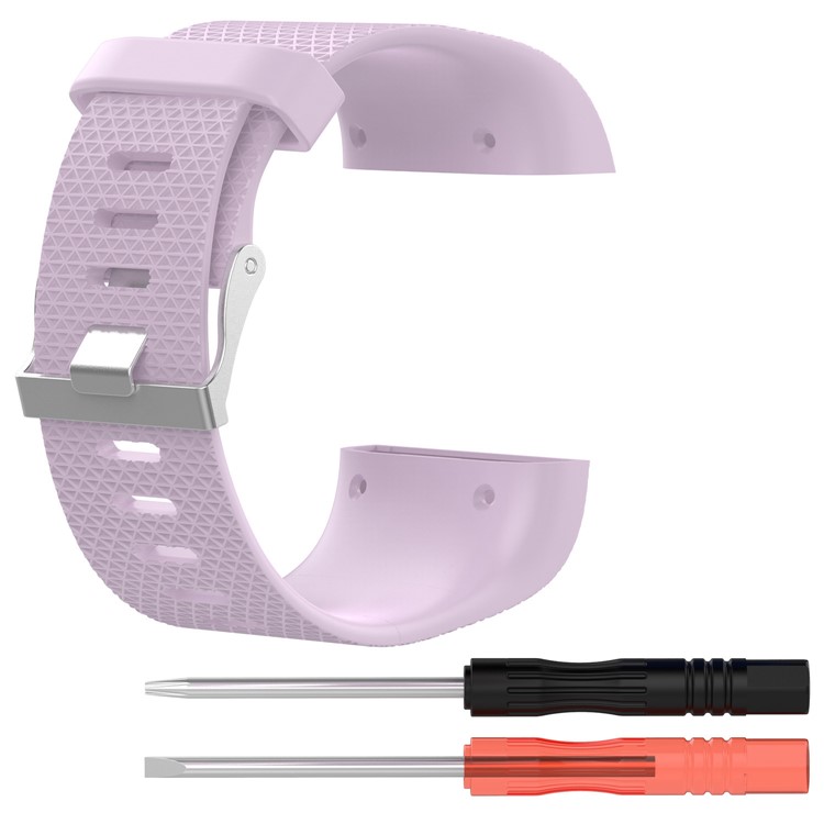 Soft TPE Wrist Watch Band with Installation Tools for Fitbit Surge - Light Purple, Size: L-1