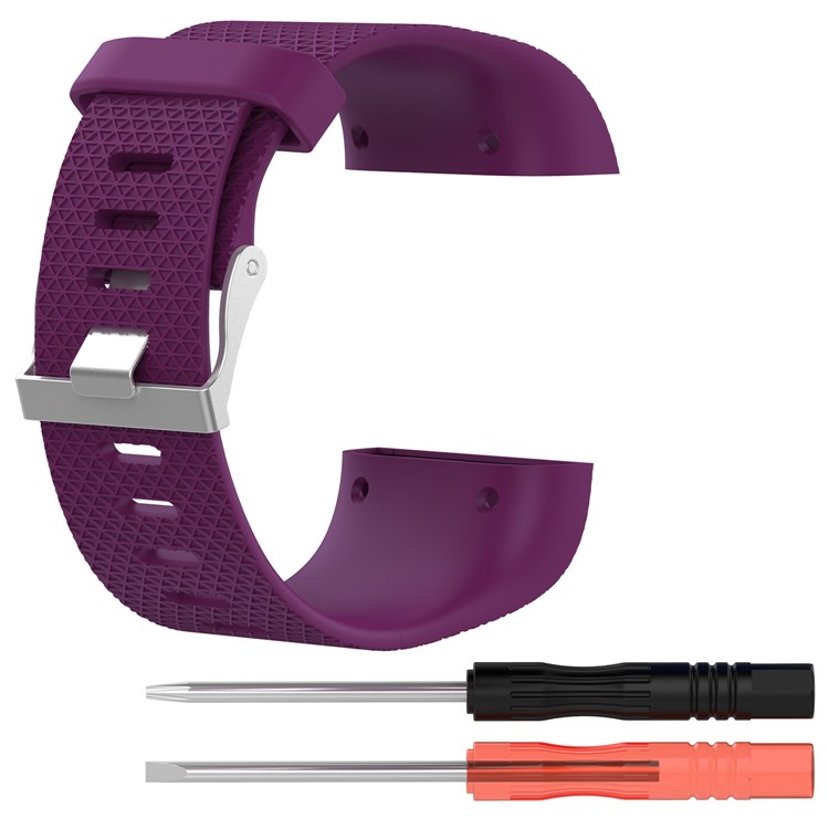 Soft TPE Watch Strap Replacement with Installation Tools for Fitbit Surge - Dark Purple, Size: L-1