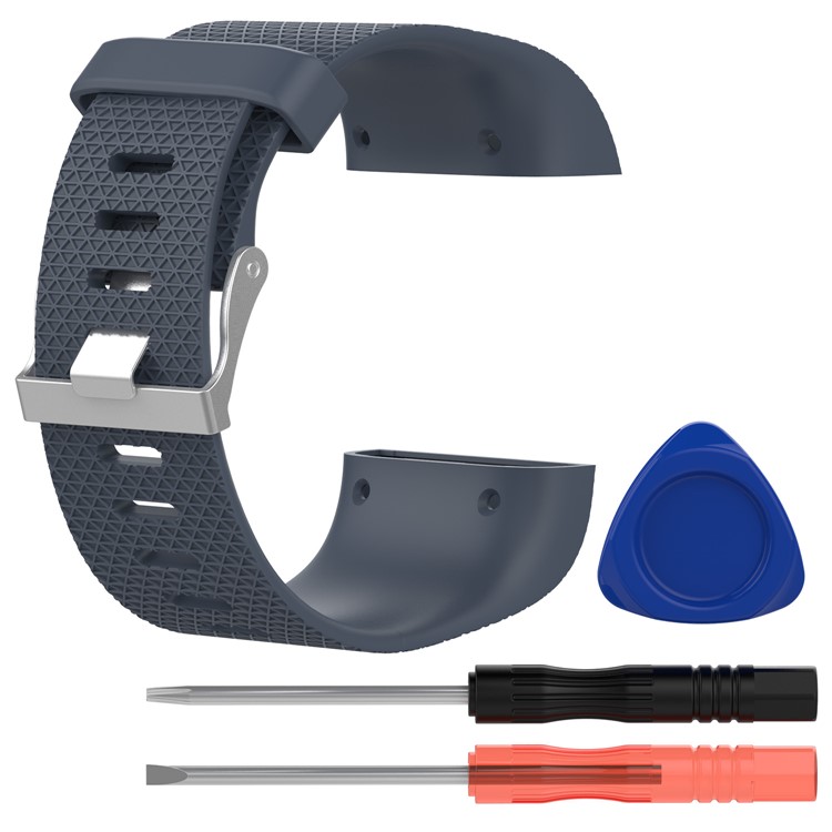 TPE Soft Watch Band Replacement with Installation Tools for Fitbit Surge - Grey, Size: S-1