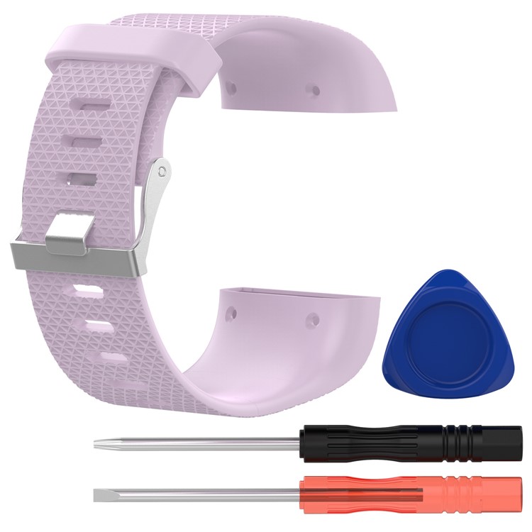 TPE Soft Watch Strap Replacement with Installation Tools for Fitbit Surge - Light Purple, Size: S-1