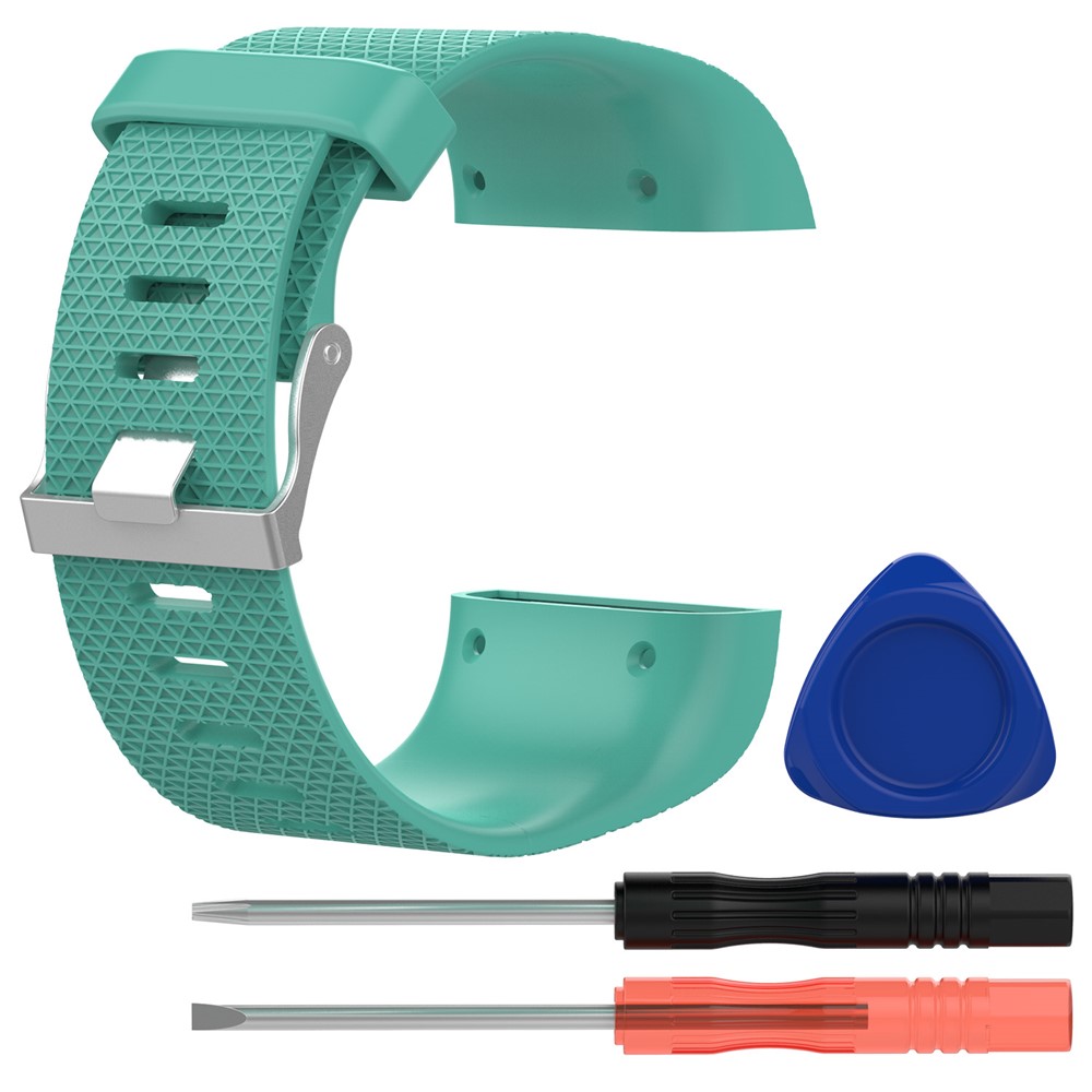 For Fitbit Surge Soft TPE Watch Band with Installation Tools - Cyan, Size: S-1
